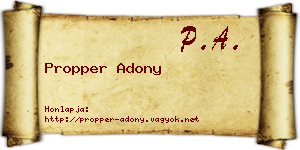 Propper Adony névjegykártya